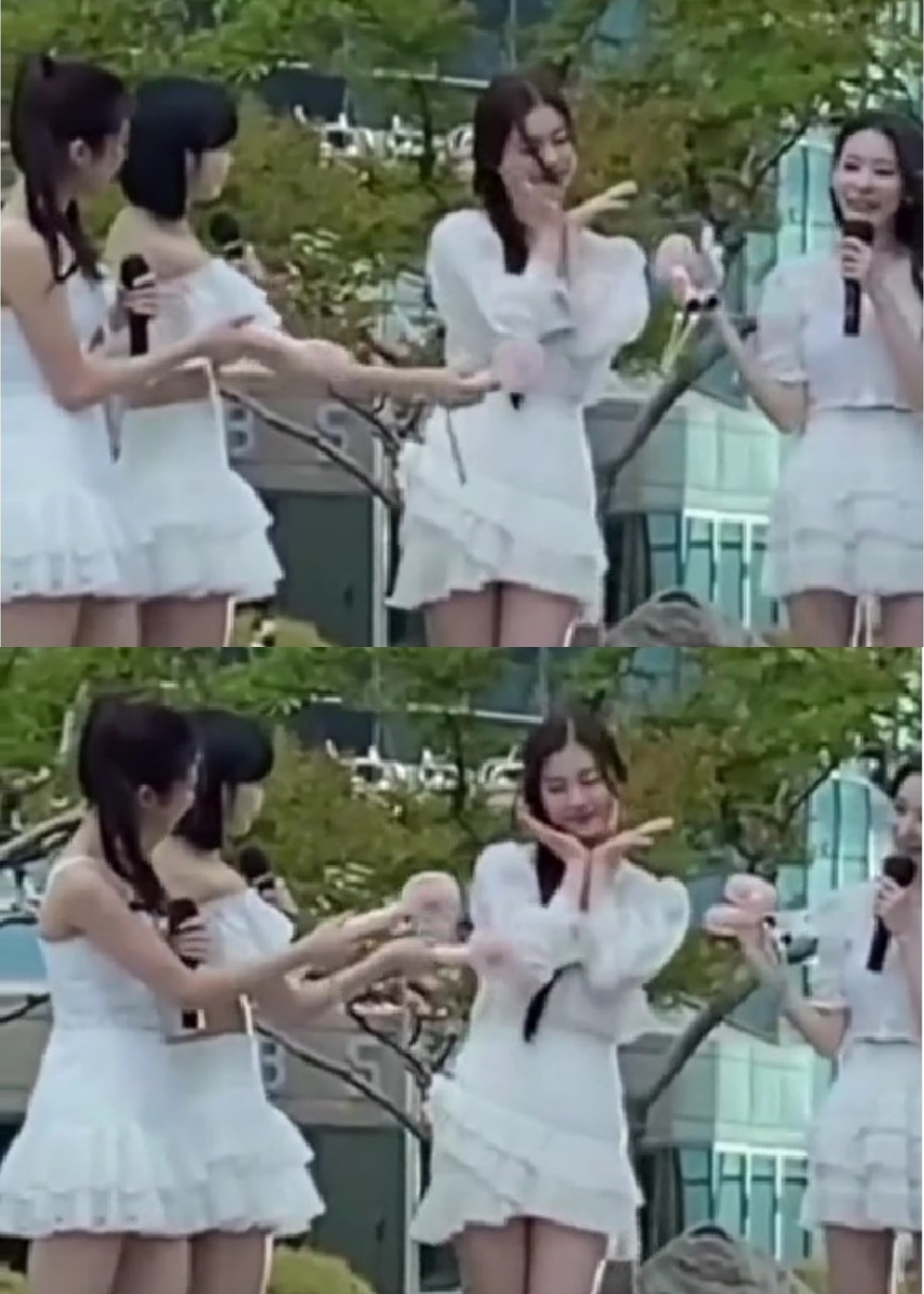 Nhưng đến lượt Garam làm aegyo thì chỉ có thành viên cùng nhóm tương tác. (Ảnh: Chụp màn hình TikTok @mica)