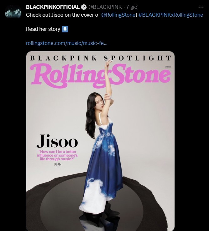  Sau nhiều chỉ trích thì đến rạng sáng ngày 29/5, YG mới "vội vàng" đăng bìa của Jisoo. (Ảnh: Twitter @BLACKPINKOFFICIAL)