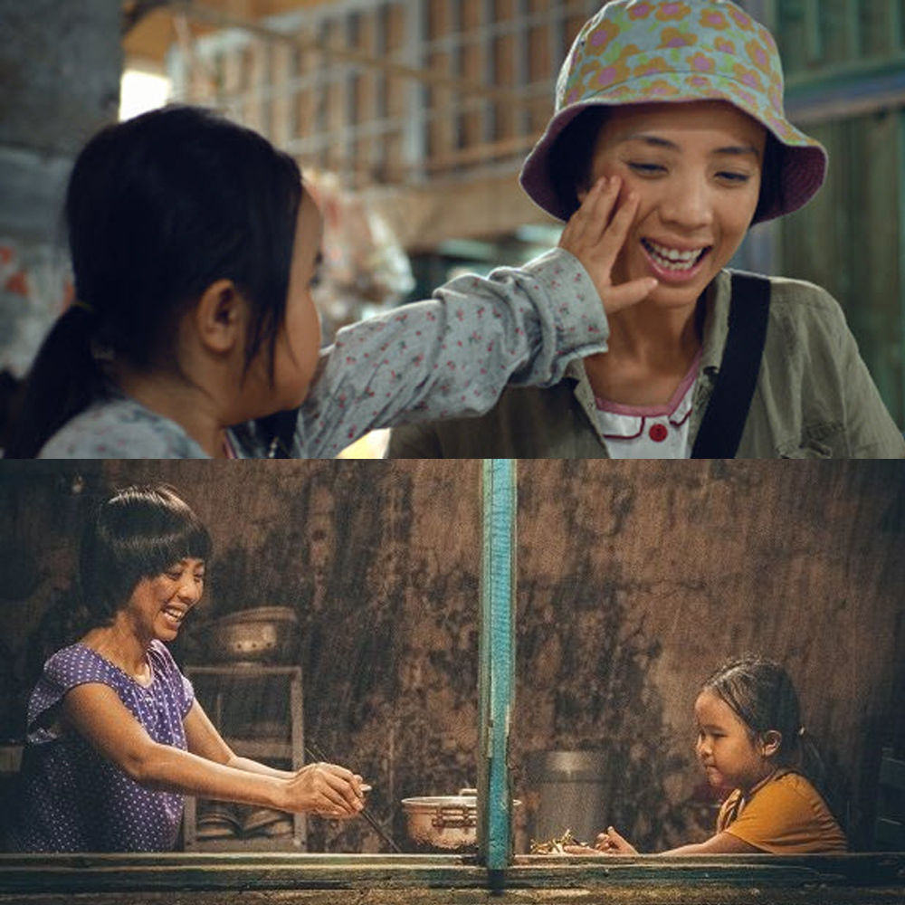 Những hình ảnh bình dị của 2 mẹ con Nắng làm người xem bất giác mỉm cười. (Ảnh: Tư liệu phim)