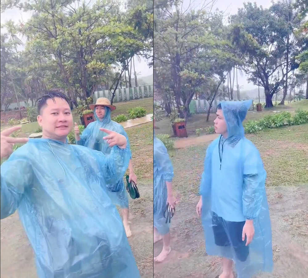  
Nhóm bạn đi du lịch thì gặp trời mưa. (Ảnh: Chụp màn hình video TikTok K.T)