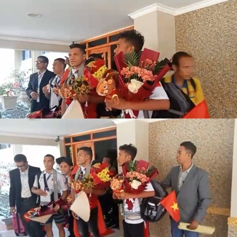  Đoàn vận động viên Timor Leste rất trân trọng những món quà người hâm mộ Việt Nam tặng. (Ảnh: FB V.V.Đ)