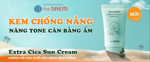  Kem chống nắng chiết xuất rau má, nâng tone, cân bằng ẩm the SAEM Eco Earth Extra Cica Sun Cream.
