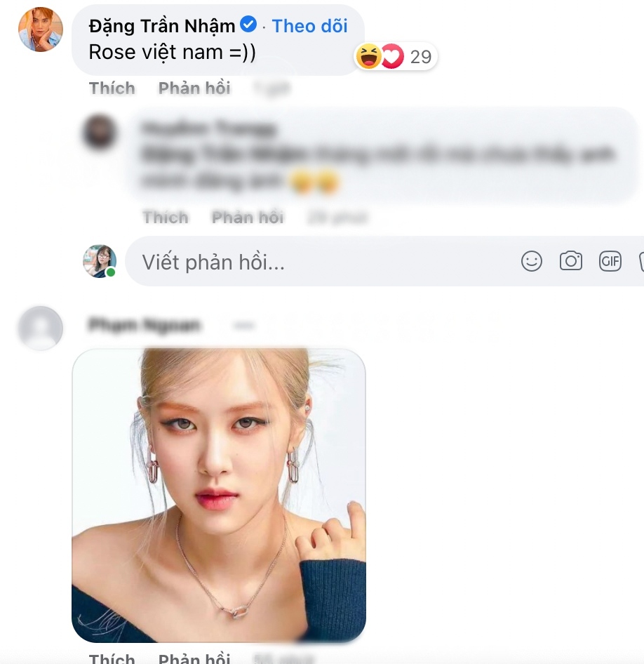    Hot boy Trần Nhậm trong Tình Yêu Hoàn Mỹ cũng trầm trồ trước vẻ đẹp hao hao Rosé của Xoài Non.