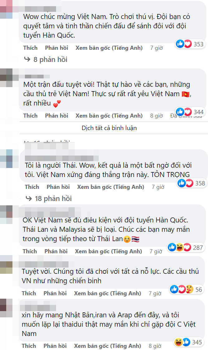  
Cổ động viên các nước gửi lời chúc mừng cho U23 Việt Nam. (Ảnh: Chụp màn hình Facebook ASEAN FOOTBALL)