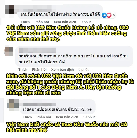  
Nhiều cổ động viên là người Thái cũng dành lời khen cho các cầu thủ áo đỏ. (Ảnh: Chụp màn hình Facebook ASEAN FOOTBALL)