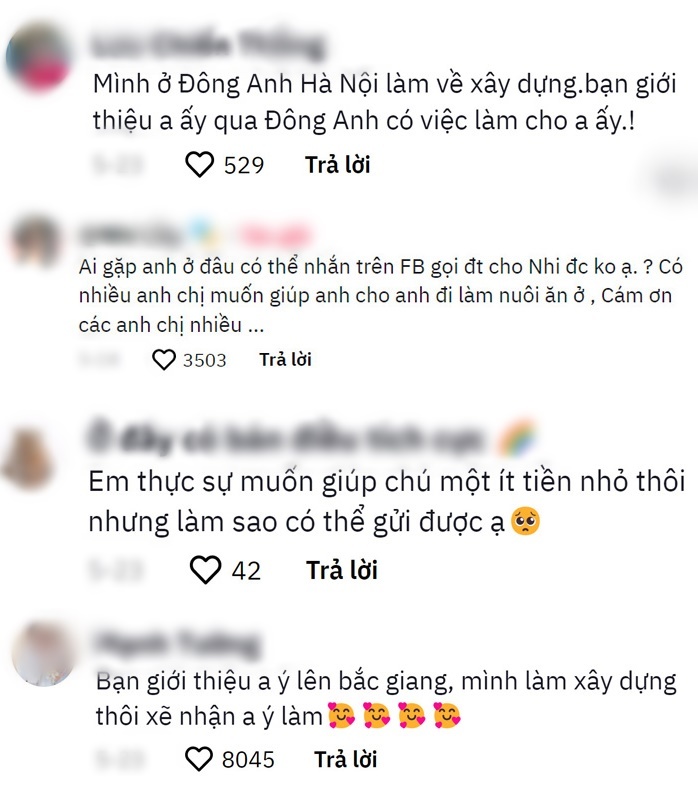    Nhiều người sẵn sàng giúp đỡ anh có công việc làm ổn định hơn. (Ảnh: Chụp màn hình TikTok N.)