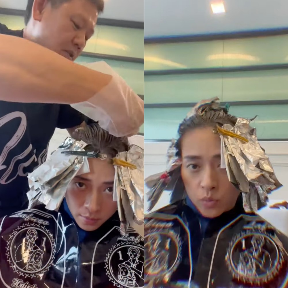  
Diễn viên đăng tải quá trình làm tóc của mình. (Ảnh: Chụp màn hình FB Ngo Thanh Van)