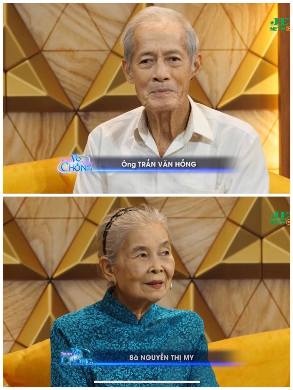  
Bà My và ông Hồng có dịp chia sẻ chuyện tình yêu trong chương trình Thuận vợ thuận chồng. (Ảnh: Chụp màn hình YouTube Jet TV Show)