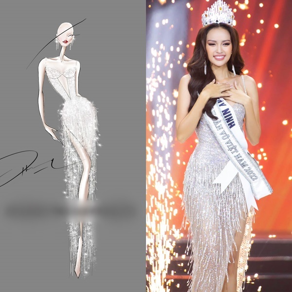 Kim Duyên hé lộ bản vẽ váy dạ hội chinh chiến Miss Universe  2sao