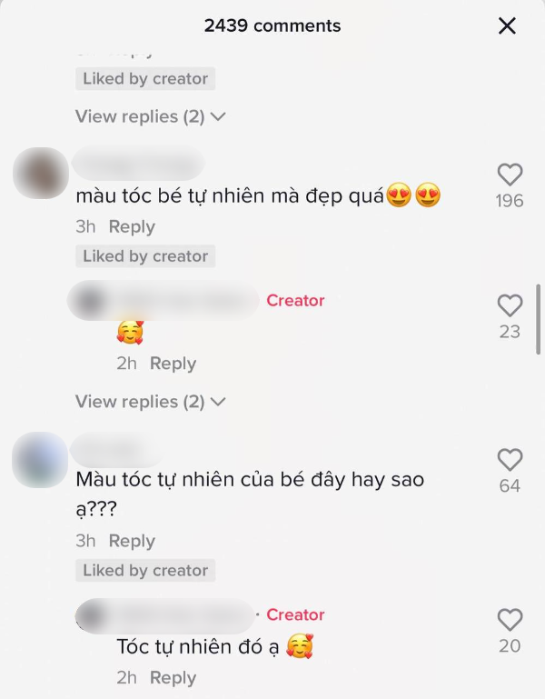    Màu tóc nâu sáng của cô bé khiến nhiều người đều tò mò. (Ảnh: Chụp màn hình TikTok)