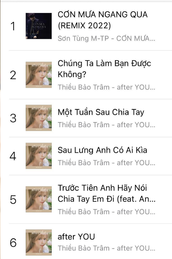  
Ca khúc có tuổi đời 13 năm của Sơn Tùng M-TP khiến nhiều người bất ngờ khi "ngáng đường" toàn bộ ca khúc của Thiều Bảo Trâm. (Ảnh: iTunes) - Tin sao Viet - Tin tuc sao Viet - Scandal sao Viet - Tin tuc cua Sao - Tin cua Sao