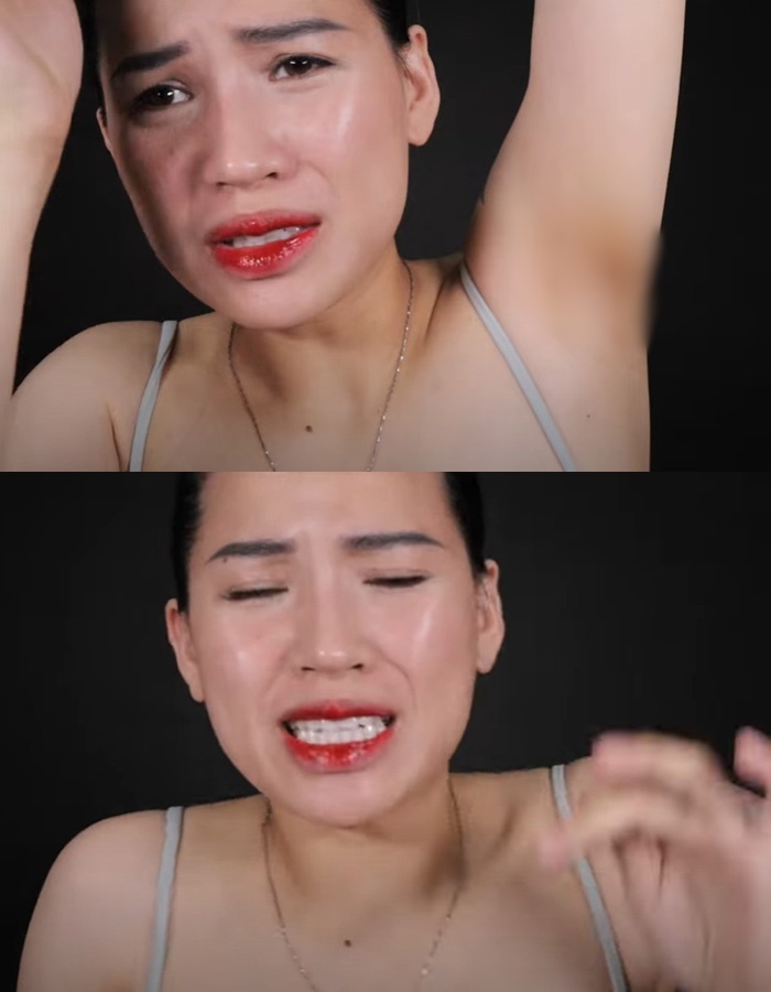 Biểu cảm của Hà Linh khi dùng trực tiếp lên da. (Ảnh: Chụp màn hình YouTube Ha Linh Official)
Biểu cảm của Hà Linh khi dùng trực tiếp lên da. (Ảnh: Chụp màn hình YouTube Ha Linh Official)
