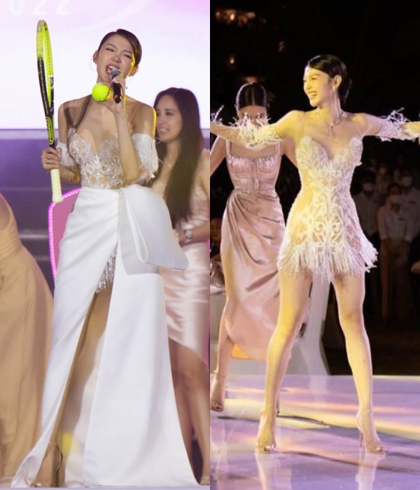  
Ngoài ra, mỹ nhân 8x còn sử dụng mẫu váy cưới 2 trong 1 của NTK Chung Thanh Phong trong tiệc hồ bơi cùng bạn bè. (Ảnh: FB Team Kiếng Cận)