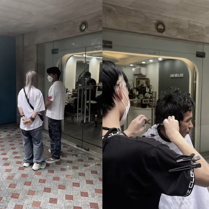    Do không có tiệm cắt tóc nào nhận nên N. phải đưa đến quán của người quen. (Ảnh: Chụp màn hình TikTok N.)