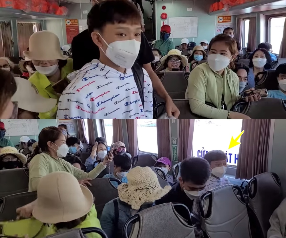  Nam ca sĩ trẻ ngồi an vị sau khi được bà con nhường chỗ. (Ảnh: Cắt từ YouTube Quách Nguyên) - Tin sao Viet - Tin tuc sao Viet - Scandal sao Viet - Tin tuc cua Sao - Tin cua Sao