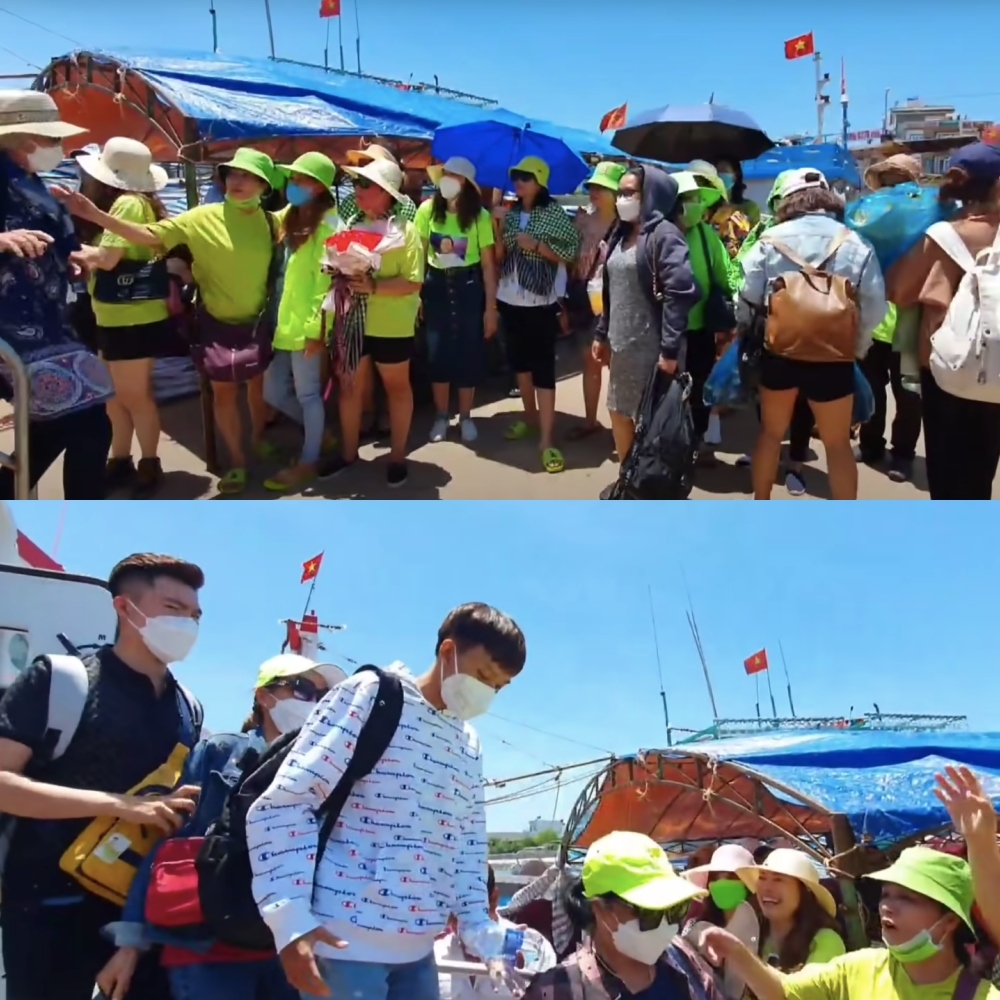  Khi bước xuống thuyền con nuôi Phi Nhung được FC đón. (Ảnh: Cắt từ YouTube Quách Nguyên) - Tin sao Viet - Tin tuc sao Viet - Scandal sao Viet - Tin tuc cua Sao - Tin cua Sao