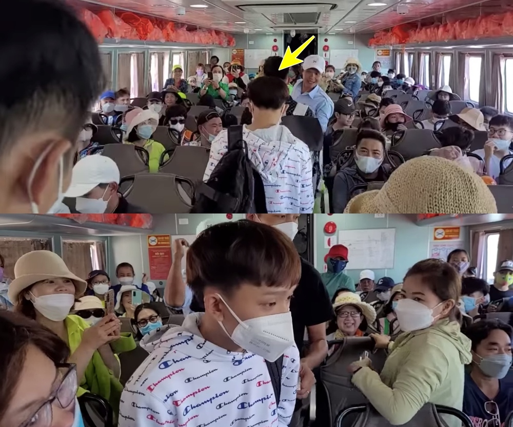  Hồ Văn Cường được bà con chào đón nồng nhiệt, nhường ghế ngồi. (Ảnh: Cắt từ YouTube Quách Nguyên) - Tin sao Viet - Tin tuc sao Viet - Scandal sao Viet - Tin tuc cua Sao - Tin cua Sao