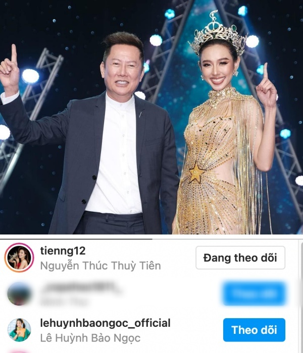  
Sau Thùy Tiên, Bảo Ngọc là người Việt thứ 2 được ông Nawat theo dõi trên mạng xã hội. (Ảnh: Miss Grand International + Instagram Nawat.tv)