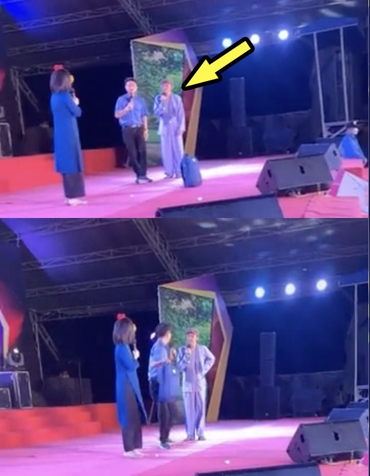  
NS Hoài Linh diễn hài ở sân khấu hội chợ tỉnh. (Ảnh: TikTok @lytrieudan)
