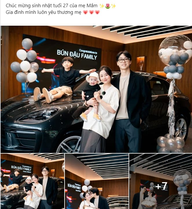  
Người mẹ trẻ được tặng xe sang dịp sinh nhật khiến nhiều người ngưỡng mộ. (Ảnh: Chụp màn hình Chuyện Nhà Đậu)