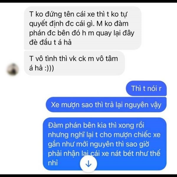  Tin nhắn của anh B. với vợ chồng chị H. (Ảnh: Tổ Quốc)