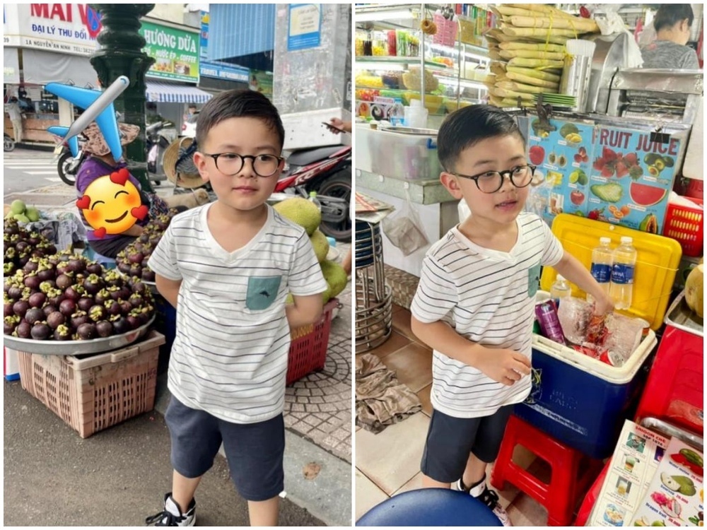  
Nhóc tì lạ lẫm khi lần đầu đến chợ Việt Nam. (Ảnh: Facebook Thuy Tien Mfas) - Tin sao Viet - Tin tuc sao Viet - Scandal sao Viet - Tin tuc cua Sao - Tin cua Sao