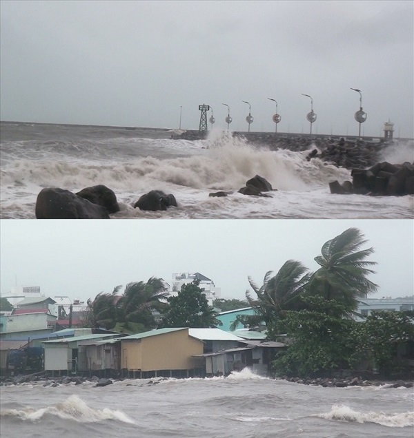  Hình ảnh cửa sông Dương Đông (TP Phú Quốc) ngày 12/7, gió thổi mạnh kèm sóng to. (Ảnh: Hoàng Dung)