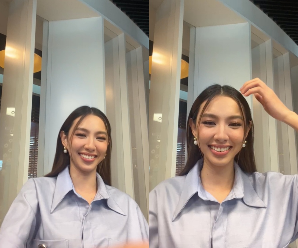  Nàng hậu cho biết bản thân bị ngại vì việc "đẩy thuyền" nhưng vẫn cười tít mắt. (Ảnh: FB Nguyễn Thúc Thùy Tiên) - Tin sao Viet - Tin tuc sao Viet - Scandal sao Viet - Tin tuc cua Sao - Tin cua Sao