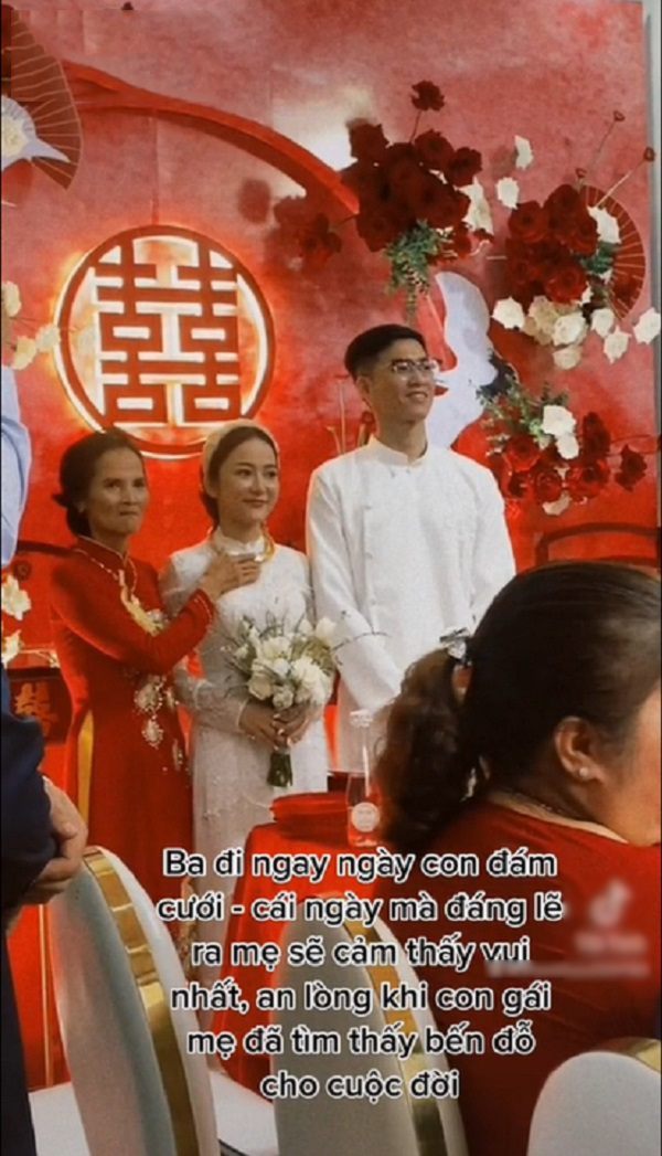  
Cô gái chia sẻ hình ảnh lễ cưới của mình trên trang TikTok cá nhân. (Ảnh: Cắt từ TikTok L.T.T)