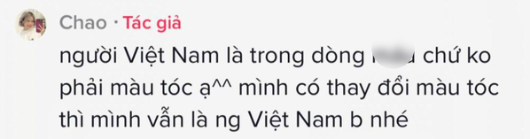    TikToker Chao thẳng thắn phản bác khi mọi người cho rằng mái tóc màu không phù hợp. (Ảnh: Chụp màn hình TikTok Chao)