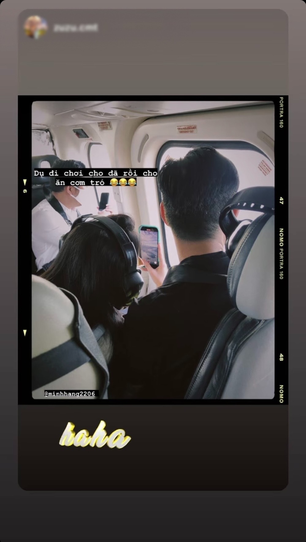    Cả hai tình tứ trên chuyên cơ hạng sang. (Ảnh: FB Hằng Lê) - Tin sao Viet - Tin tuc sao Viet - Scandal sao Viet - Tin tuc cua Sao - Tin cua Sao