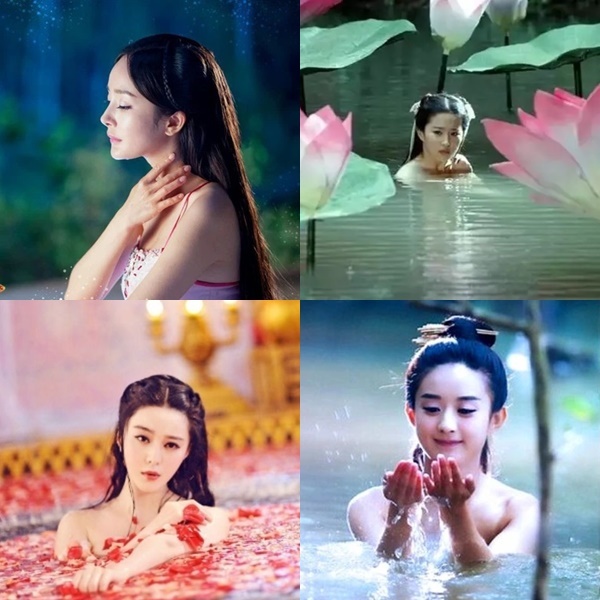  
Dàn mỹ nhân Hoa ngữ cùng đọ sắc trong cảnh tắm. (Ảnh: Baidu)