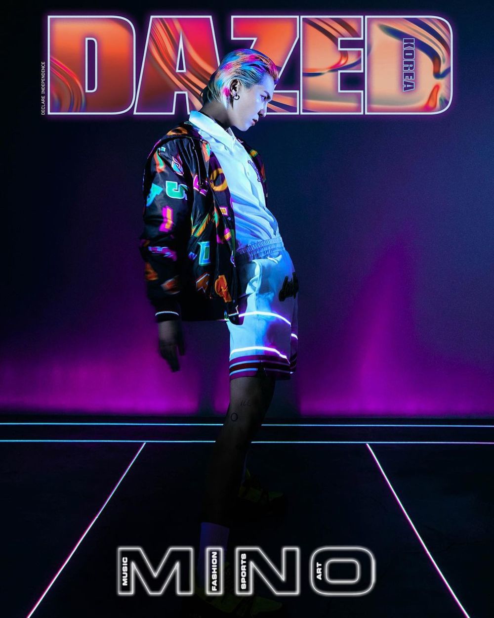    Kiểu tóc nhuộm nhiều màu của Mino trên tạp chí. (Ảnh: DAZED)