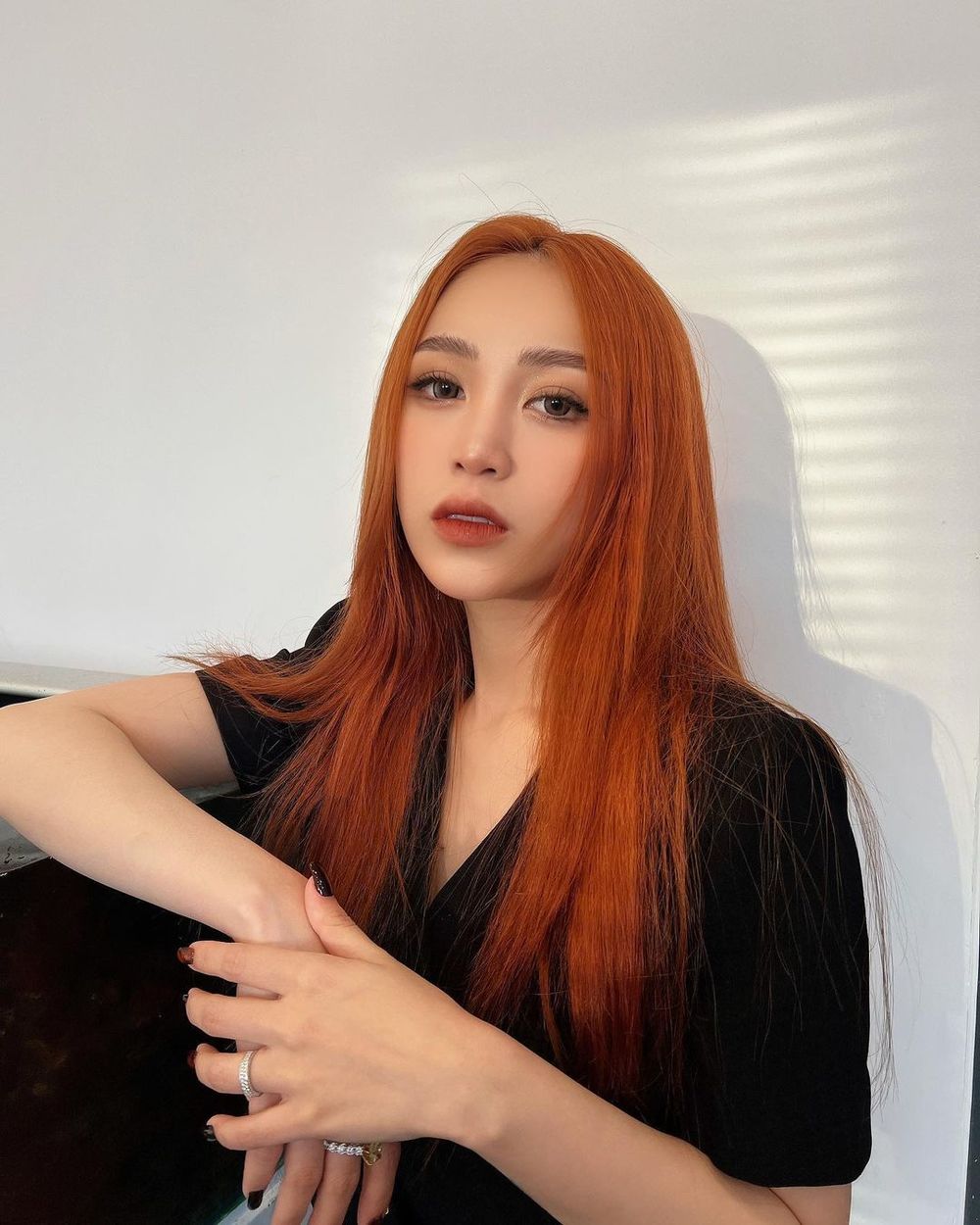    Cận cảnh màu tóc đỏ nâu trendy mà Joyce Phạm vừa nhuộm. (Ảnh: IG joyce.pham1106)