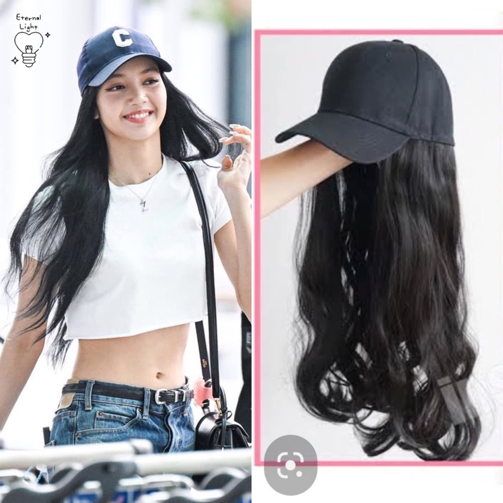  
Fan so sánh mái tóc mới của Lisa với tóc giả có sẵn trong nón. (Ảnh: Facebook Eternal Light)