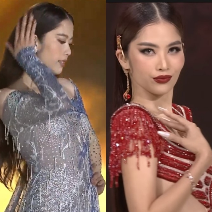    Mặc dù có "skill" độc quyền tại cuộc thi, nhưng hai chị em mỹ nhân Tiền Giang vẫn không in top sâu. (Ảnh: Facebook Nguyễn Lệ Nam, Nguyễn Lệ Nam Em)