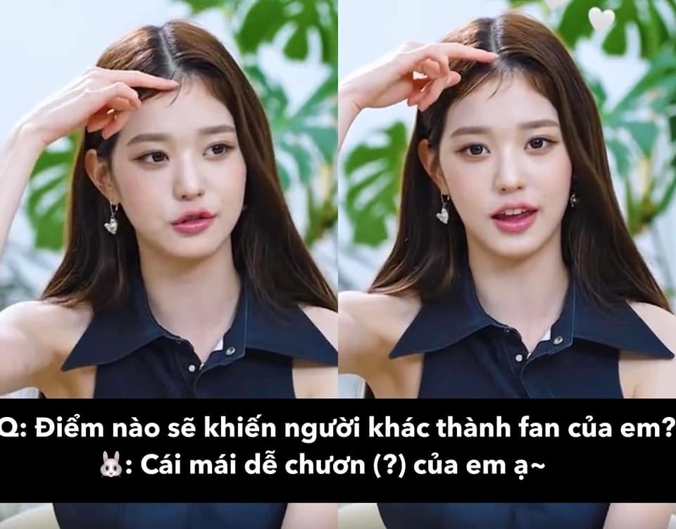  Đây là kiểu tóc yêu thích của Wonyoung. (Ảnh: Chụp màn hình YouTube IVE)