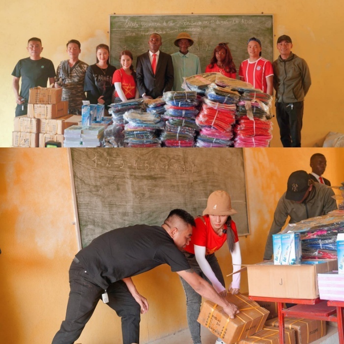  Ngày đầu tiên, Đức Nhân đã trao 300 phần quà cho 300 em nhỏ. (Ảnh: FB Lê Thị Đức Nhân)