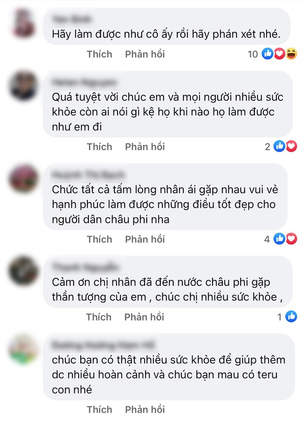  
Độc giả động viên tinh thần Đức Nhân trong hành trình thiện nguyện tại Châu Phi. (Ảnh: Vợ chồng Nhà Nhân JP)