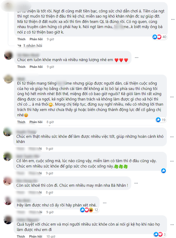  
Nhiều người để lại bình luận an ủi, động viên nữ YouTuber trước những bình luận tiêu cực. (Ảnh: Chụp màn hình Facebook Vợ chồng Nhà Nhân JP)