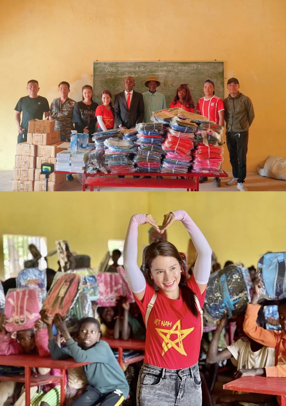  
Đức Nhân đã có nhiều hoạt động thiện nguyện ngay sau khi đến Angola. (Ảnh: FB Vợ Chồng Nhà Nhân)