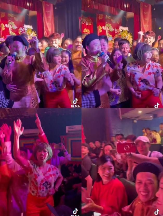  
Khoảnh khắc các nghệ sĩ cùng chung vui khiến người hâm mộ cảm nhận được không khí vui tươi ngày lễ. (Ảnh: Chụp màn hình TikTok @thitkho)
