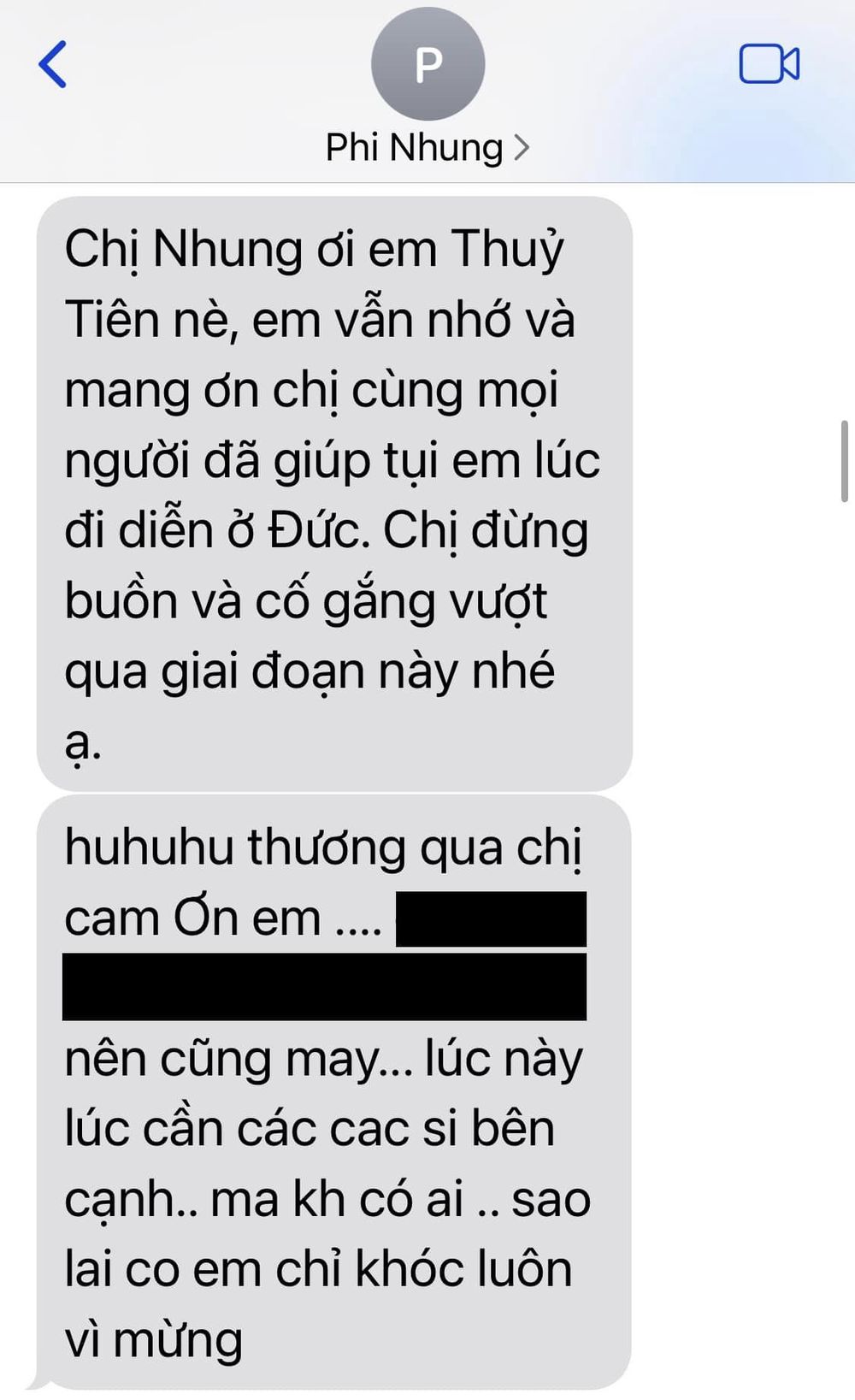  
Tin nhắn hỏi thăm mà ca sĩ Thủy Tiên gửi tới cố nghệ sĩ Phi Nhung lúc sinh thời. (Ảnh: (Ảnh: FB Phạm Thành Trung)  - Tin sao Viet - Tin tuc sao Viet - Scandal sao Viet - Tin tuc cua Sao - Tin cua Sao