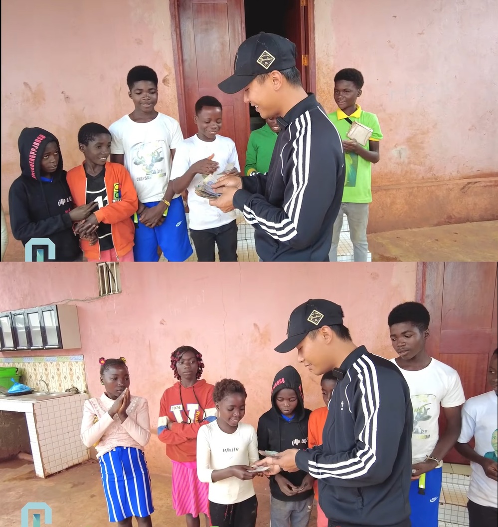  
Anh còn cho thêm tiền để các em có thể tự sắm sửa quần áo, đồ dùng cá nhân mới. (Ảnh: Chụp màn hình YouTube Quang Linh Vlogs)