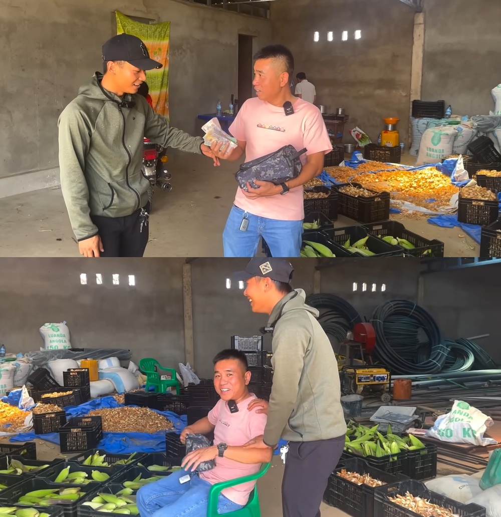  Thấy vị khách của mình mang cả bọc tiền đi mua hàng, Quang Linh lập tức thay đổi thái độ từ hờ hững sang niềm nở đón tiếp. (Ảnh: Chụp màn hình YouTube Nguyễn Tiến)