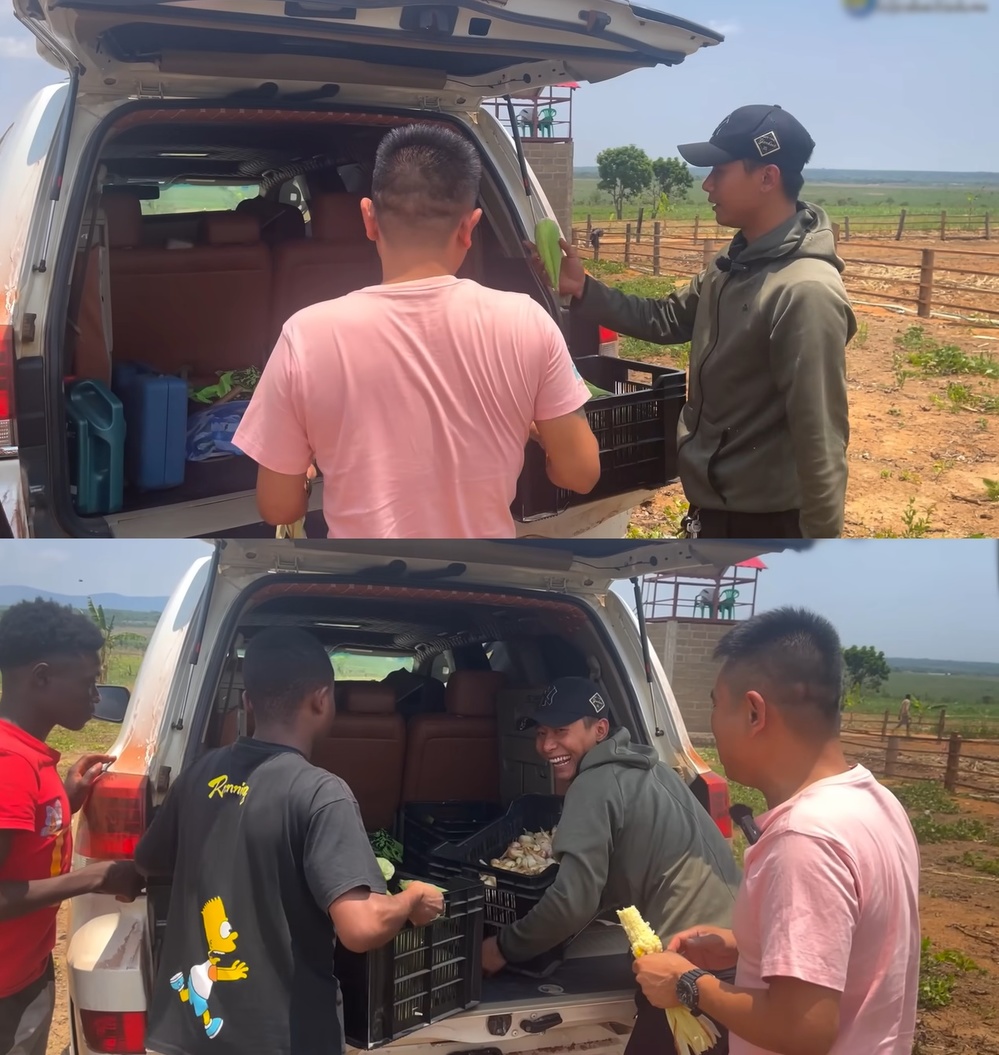  Đến khi đem đồ ra xe Quang Linh vẫn không quên tính thêm tiền khay đựng. (Ảnh: Chụp màn hình YouTube Nguyễn Tiến)