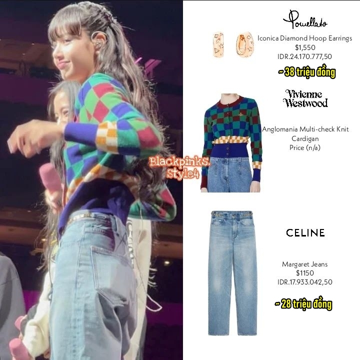  
Lisa rất yêu thích những chiếc quần jeans của Celine. (Ảnh: Instagram @blackpinks.style4)