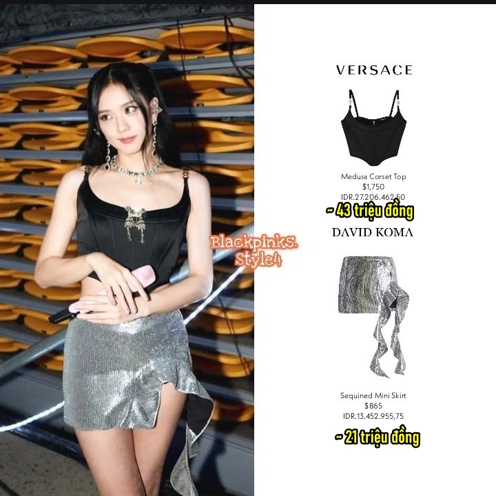  
Jisoo ưa chuộng diện thiết kế corset của Versace. (Ảnh: Instagram @blackpinks.style4)