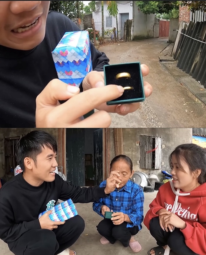  
Đây mới là món quà thực sự nam YouTuber dành tặng người mẹ của mình. (Ảnh: Cắt từ clip FB Hưng Vlog)