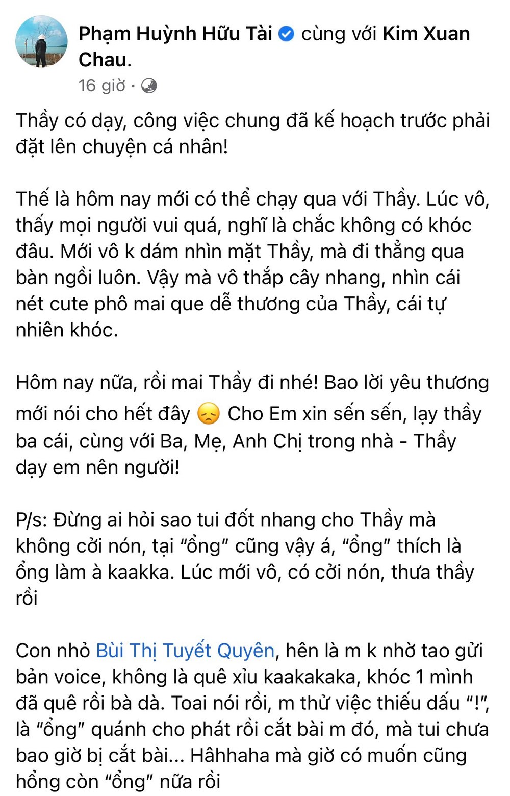  
Thầy Nam Anh có nhiều học trò lúc sinh thời. (Ảnh: FB Phạm Huỳnh Hữu Tài) - Tin sao Viet - Tin tuc sao Viet - Scandal sao Viet - Tin tuc cua Sao - Tin cua Sao
